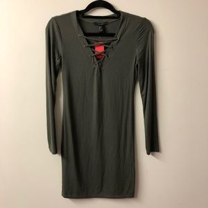 NWT Forever 21 Front Lace Long Sleeve Ribbed Dress